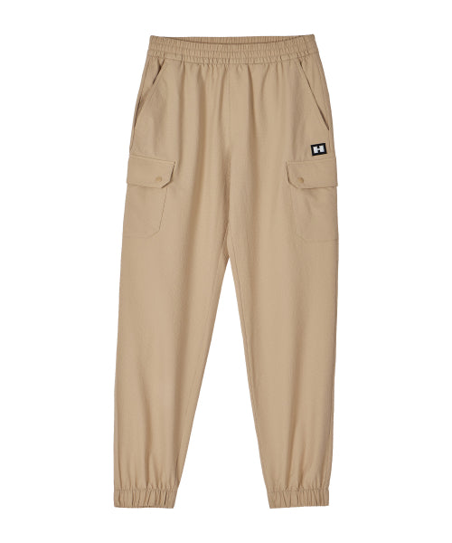 COOLING SEERSUCKER BANDED JOGGER PANTS - 3 COLORS BEIGE