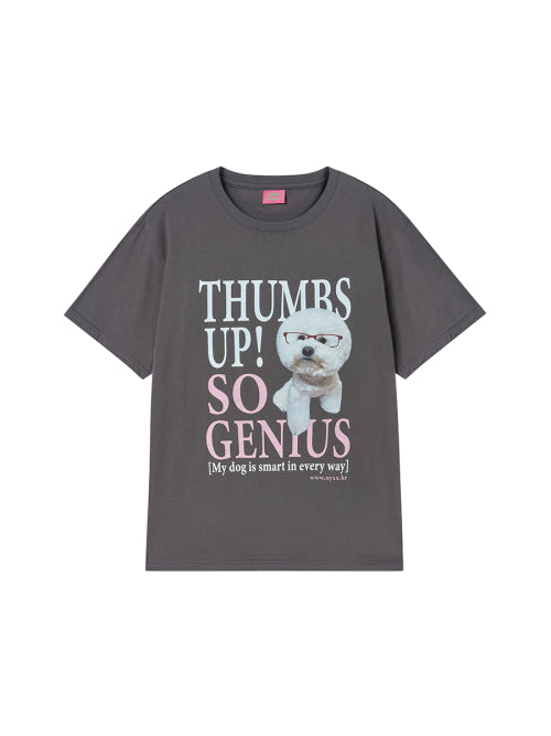 GENIUS PUPPY TEE CHARCOAL - 2 COLORS