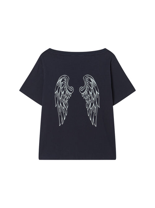 DENIM OFF SHOULDER TEE NAVY - 2 COLORS
