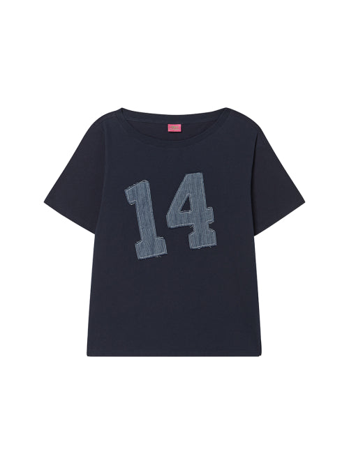 DENIM OFF SHOULDER TEE NAVY - 2 COLORS