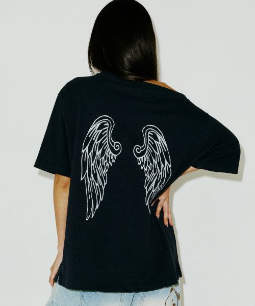 DENIM OFF SHOULDER TEE NAVY - 2 COLORS