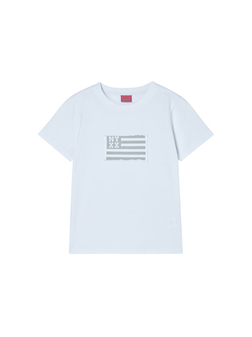 NYX FLAG APLIQUE TEE WHITE - 2 COLORS