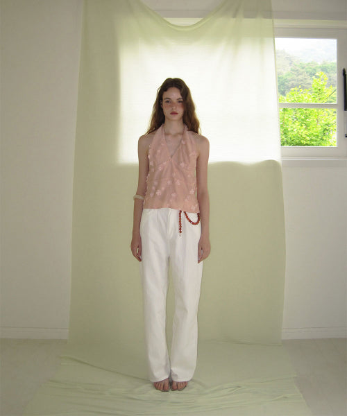 APPAREL ARCHIVE FEM FLOWER HALTER TOP - 2 COLORS PINK