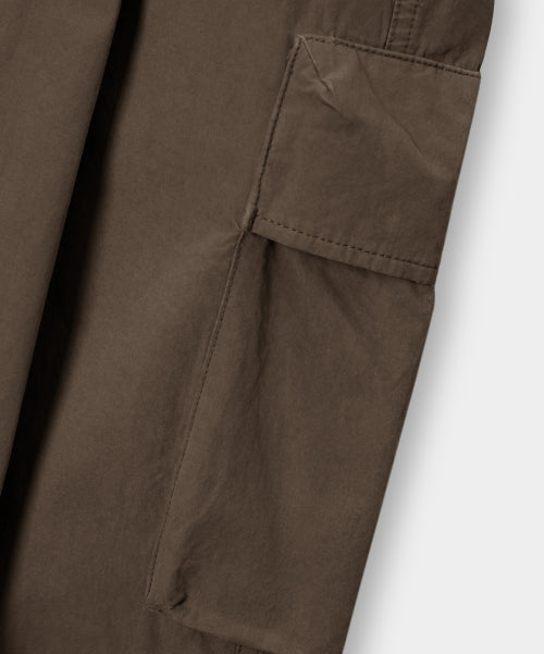 ONE TUCK WIDE CARGO BANDED PANTS - 3 COLORS BROWN