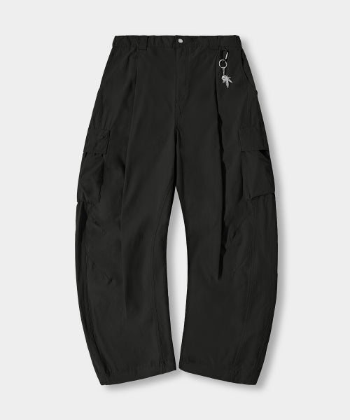 ONE TUCK WIDE CARGO BANDED PANTS - 3 COLORS BROWN
