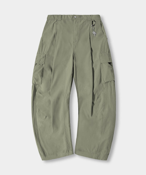 ONE TUCK WIDE CARGO BANDED PANTS - 3 COLORS BROWN