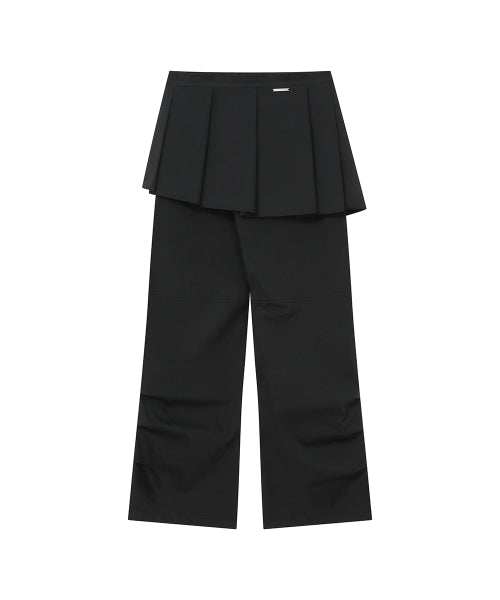SPIRAL PLEATS SKIRT PANTS - 2 COLORS BLACK