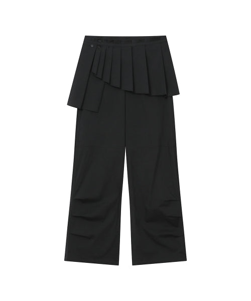 SPIRAL PLEATS SKIRT PANTS - 2 COLORS BLACK