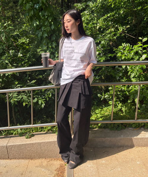 SPIRAL PLEATS SKIRT PANTS - 2 COLORS BLACK
