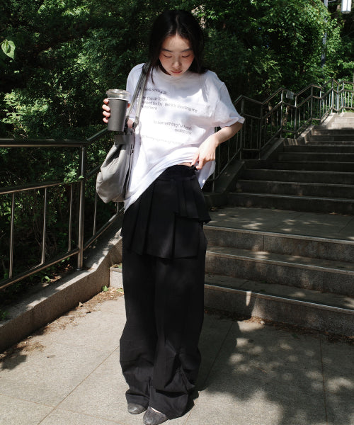 SPIRAL PLEATS SKIRT PANTS - 2 COLORS BLACK