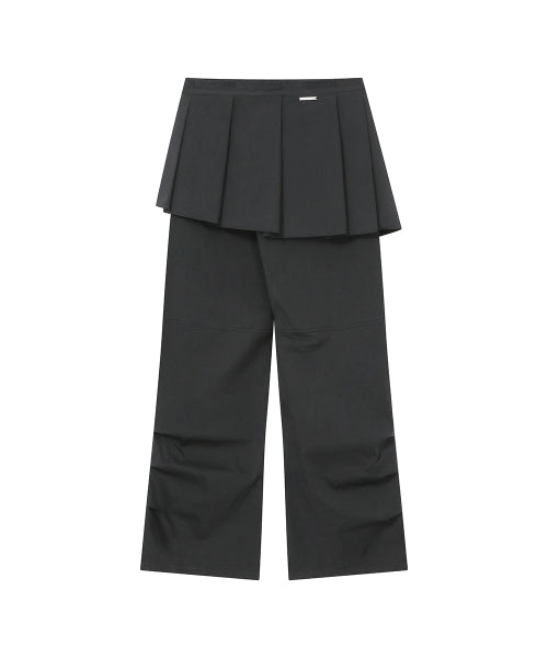 SPIRAL PLEATS SKIRT PANTS - 2 COLORS CHARCOAL
