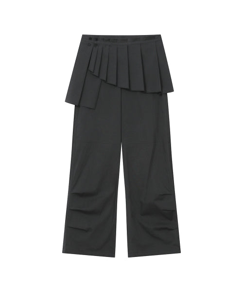 SPIRAL PLEATS SKIRT PANTS - 2 COLORS CHARCOAL