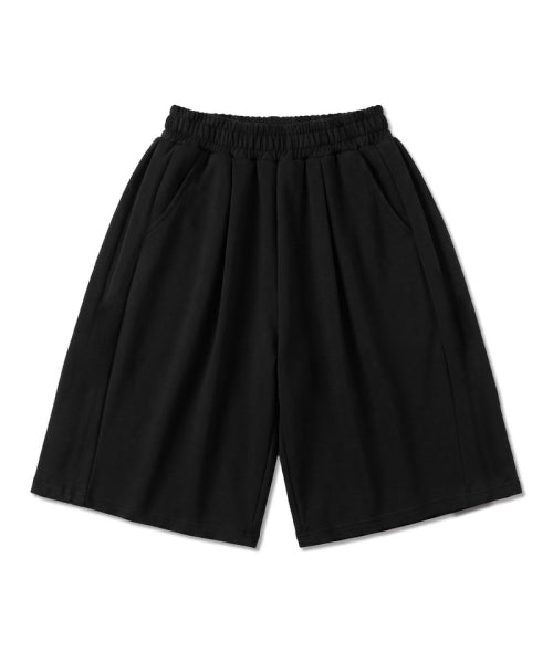 BALLOON CURVED SIDE TUCK BERMUDA PANTS - 2 COLORS BLACK