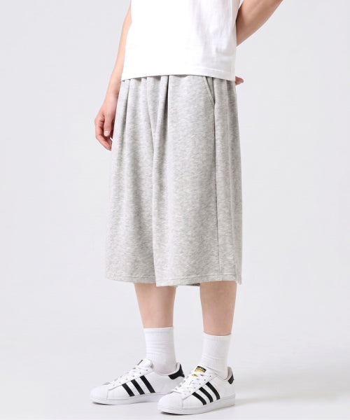 BALLOON CURVED SIDE TUCK BERMUDA PANTS - 2 COLORS MELANGE GREY