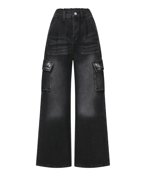 WIDE CARGO PANTS - 2 COLORS BLACK
