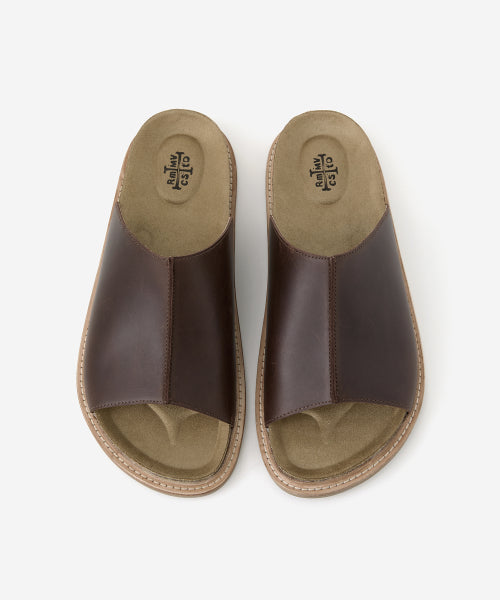 DESERT OIL LEATHER SLIDE DARK BROWN