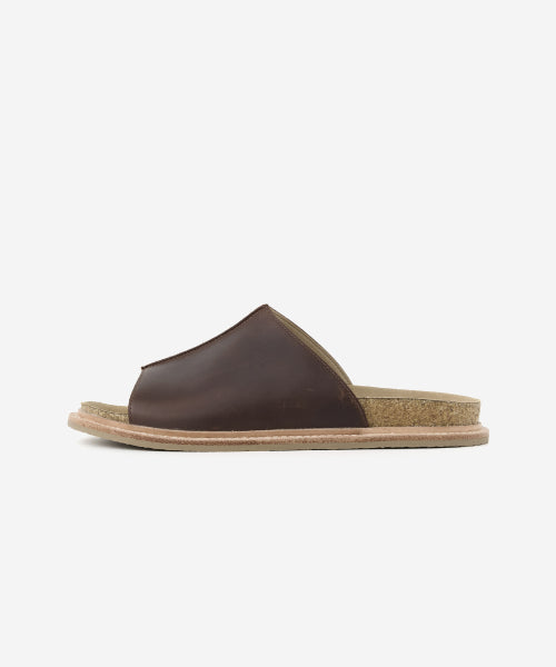 DESERT OIL LEATHER SLIDE DARK BROWN