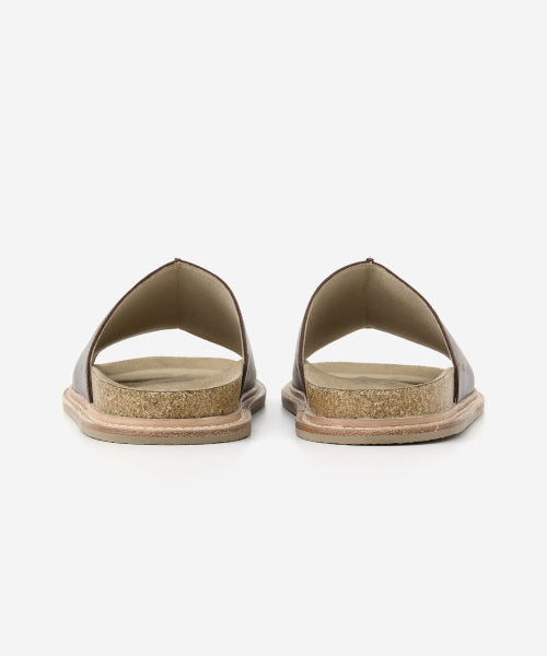 DESERT OIL LEATHER SLIDE DARK BROWN