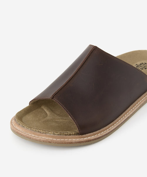 DESERT OIL LEATHER SLIDE DARK BROWN