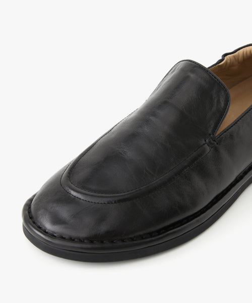 GANT LEATHER SLIP-ON BLACK