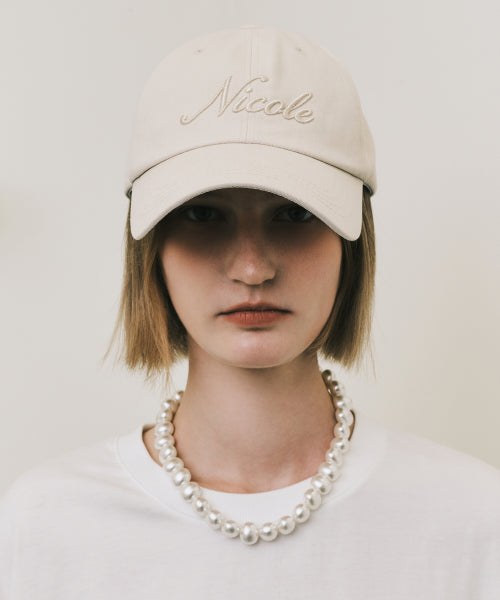 NICOLE LETTERING BALL CAP #徐睿知同款! - 9 COLORS BEIGE