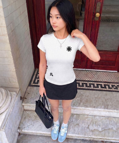 DOT SHORT SLEEVE T-SHIRT - 4 COLORS WHITE