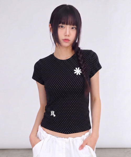 DOT SHORT SLEEVE T-SHIRT - 4 COLORS BLACK