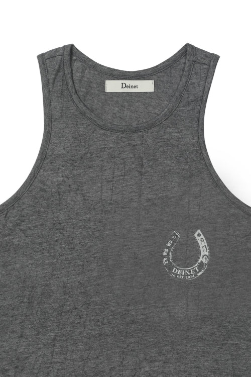 HORSESHOE PRINT SLEEVELESS - 3 COLORS CHARCOAL