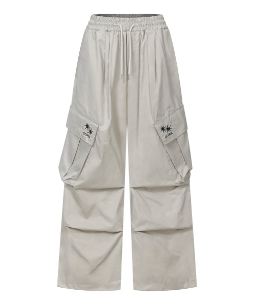 VIENNO PARACHUTE WIDE CARGO PANTS - 3 COLORS BLACK