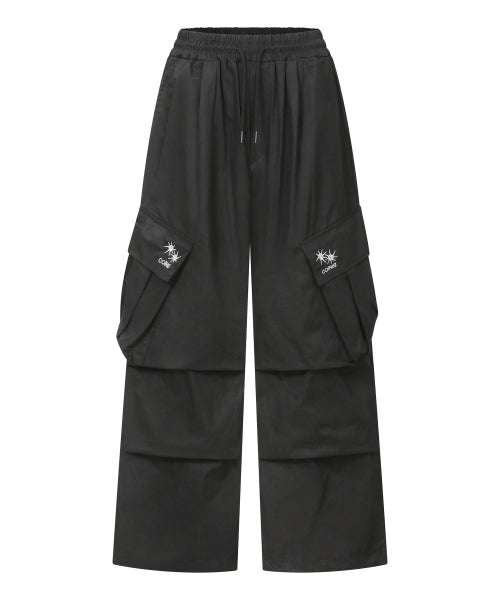 VIENNO PARACHUTE WIDE CARGO PANTS - 3 COLORS BLACK