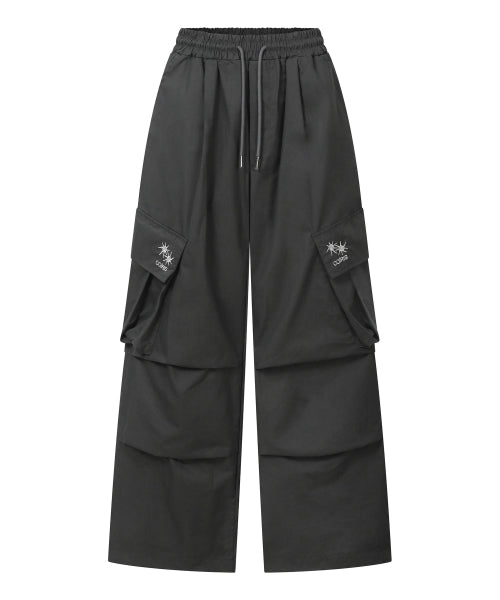VIENNO PARACHUTE WIDE CARGO PANTS - 3 COLORS BLACK