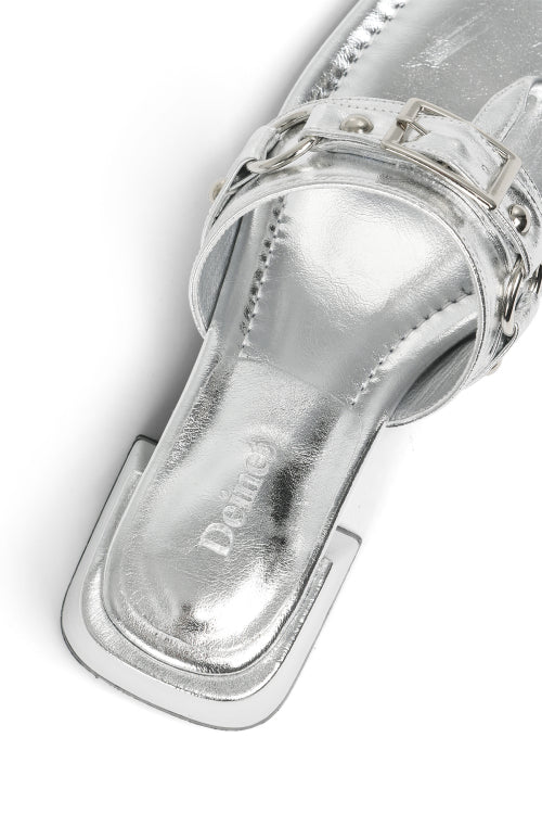 STUD SQUARE FLIP FLOP - 3 COLORS SILVER