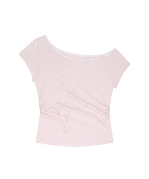 FLORAL SHIRRING TOP - 3 COLORS PINK