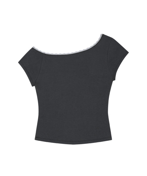 FLORAL SHIRRING TOP - 3 COLORS CHARCOAL