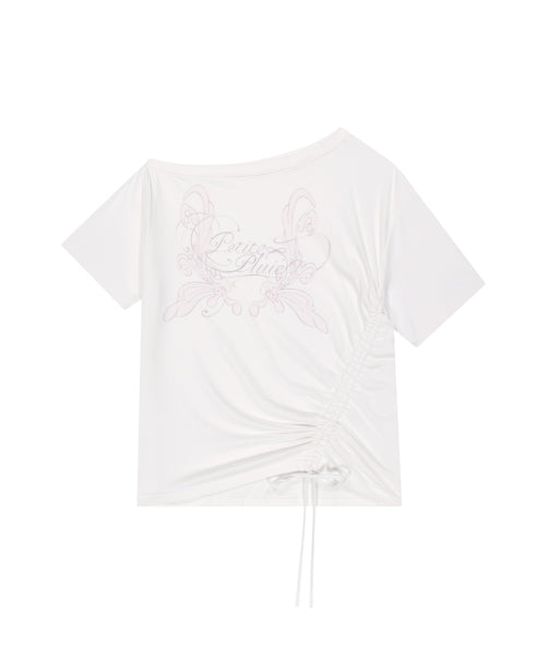 SAESO FAIRY ONE SHOULDER T-SHIRT PINK - 3 COLORS WHITE