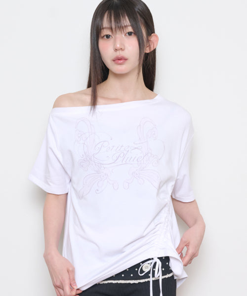 SAESO FAIRY ONE SHOULDER T-SHIRT PINK - 3 COLORS WHITE