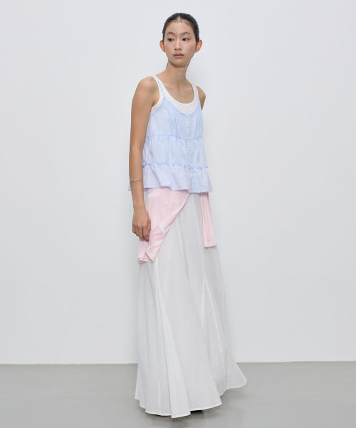 TIERED SHIRRING SLEEVELESS TOP