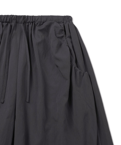 BUTTON DETAIL SHIRRING PANTS - 3 COLORS CHARCOAL