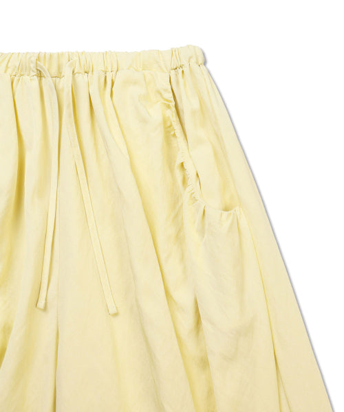 BUTTON DETAIL SHIRRING PANTS - 3 COLORS BUTTER