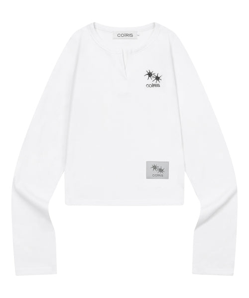 RUBEN SLIT V-NECK LONG SLEEVE TEE - 3 COLORS BLACK