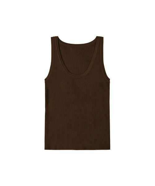 U NECK SLIM SLEEVELESS KNIT TOP - 2 COLORS RED