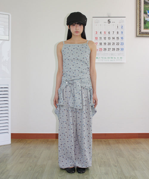 RONRON BETTY BOOP PATTERN LACE SQUARE SLEEVELESS - 2 COLORS GREY