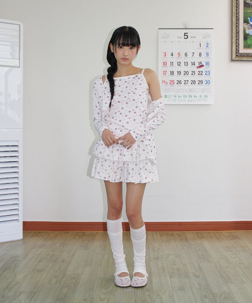 RONRON BETTY BOOP PATTERN LACE SQUARE SLEEVELESS - 2 COLORS WHITE