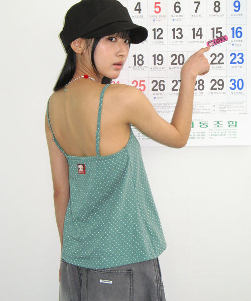 RONRON BETTY BOOP CHARM DOT CAMI TOP SLEEVELESS - 3 COLORS MINT