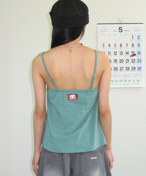 RONRON BETTY BOOP CHARM DOT CAMI TOP SLEEVELESS - 3 COLORS MINT
