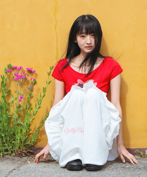 RONRON BETTY BOOP RIBBON BOAT NECK TEE - 2 COLORS RED