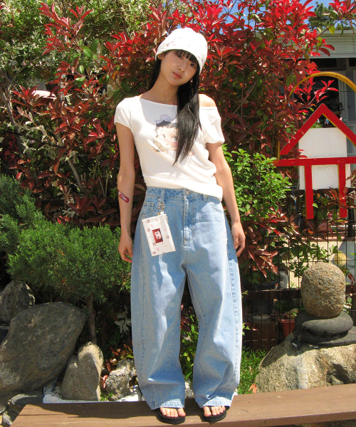 RONRON BETTY BOOP RIBBON BOAT NECK TEE - 2 COLORS WHITE