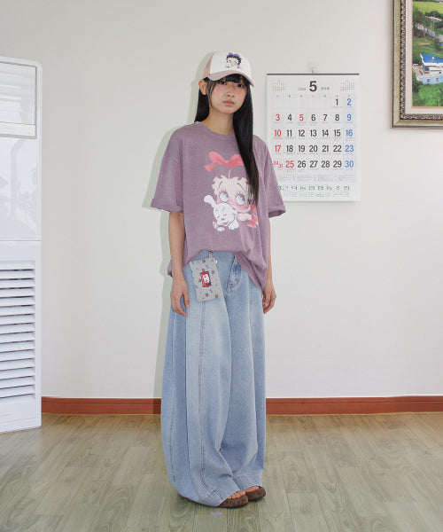RONRON BETTY BOOP PIGMENT RIBBON OVERFIT TEE - 2 COLORS PURPLE