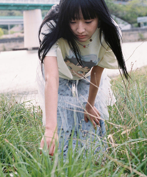 RONRON BETTY BOOP RIBBON BASIC FIT TEE SOFT YELLOW