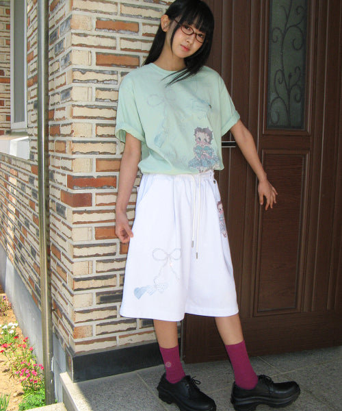 RONRON BETTY BOOP DREAMY RIBBON OVERFIT TEE - 3 COLORS MINT